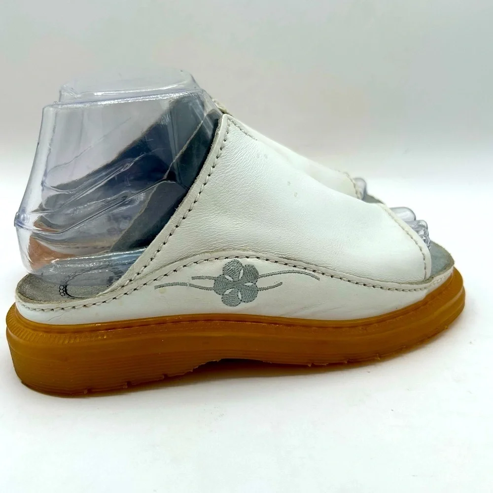 Dr Martens Vintage Y2k Sandals White Leather Chunky Sole Slides Flower England - Picture 6 of 16